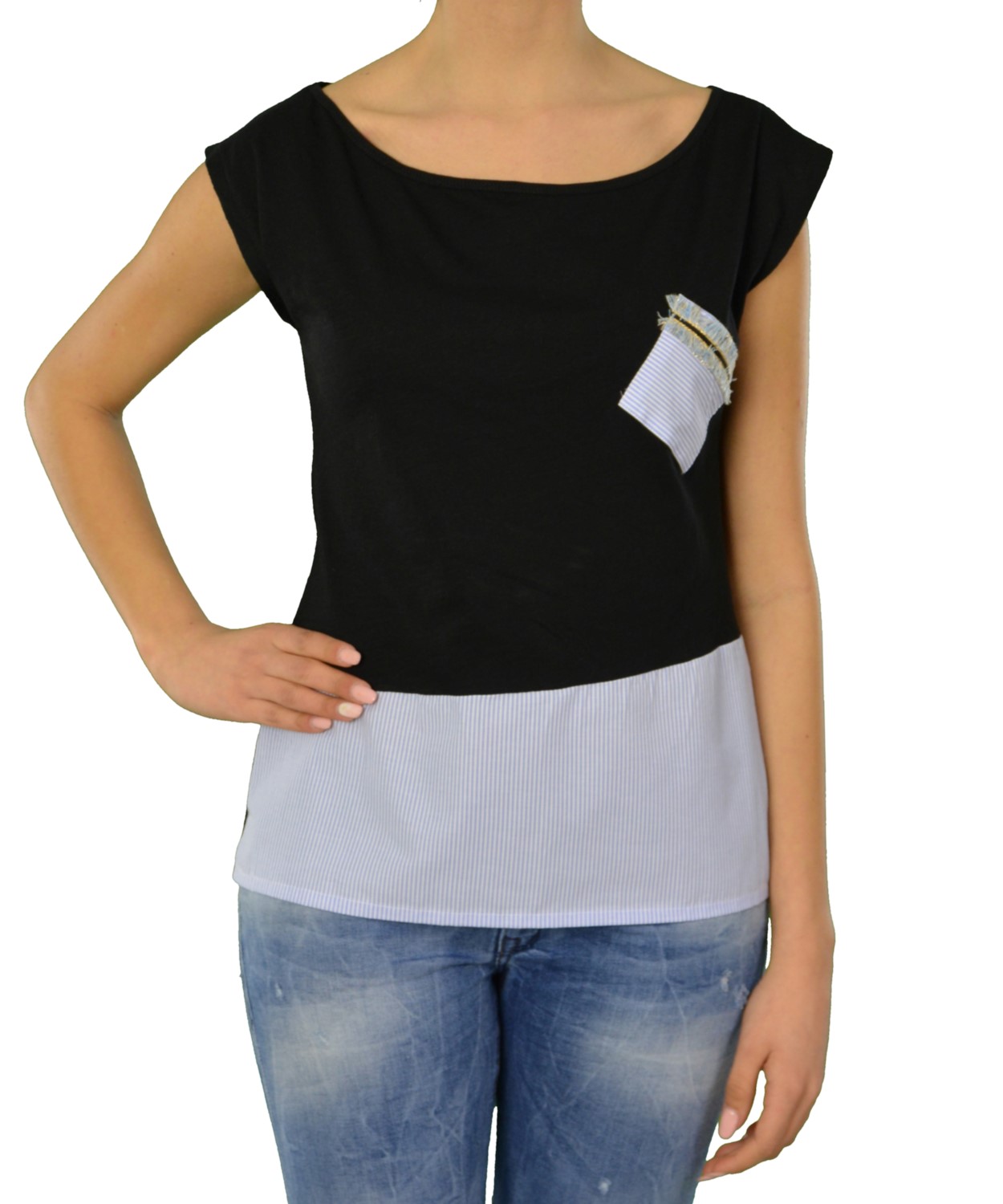 Γυναικείο t-shirt Lipsy μαύρο αμάνικο 1170033R